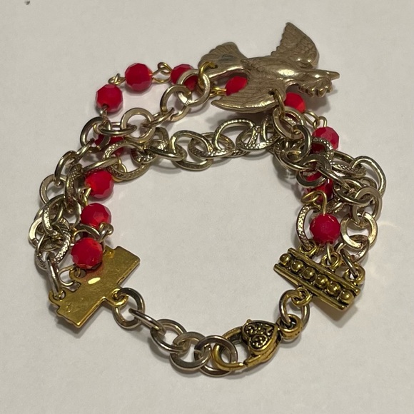 Red and bronze bracelet - Picture 3 of 4
